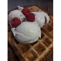 Belgium Waffles with Vanilla Ice Cream